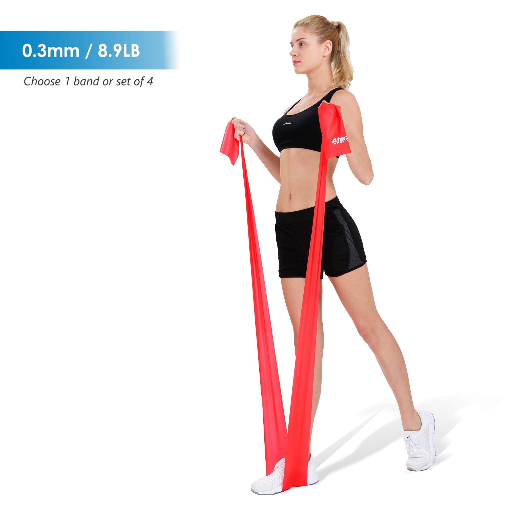 Exercise Bands for Physical Therapy | Resistance Band for Fitness, Yoga, Pilates | Long Resistance Bands for Working Out | Elastic Band for Exercise | Stretch Band (#2 Red (Medium), 7ft)