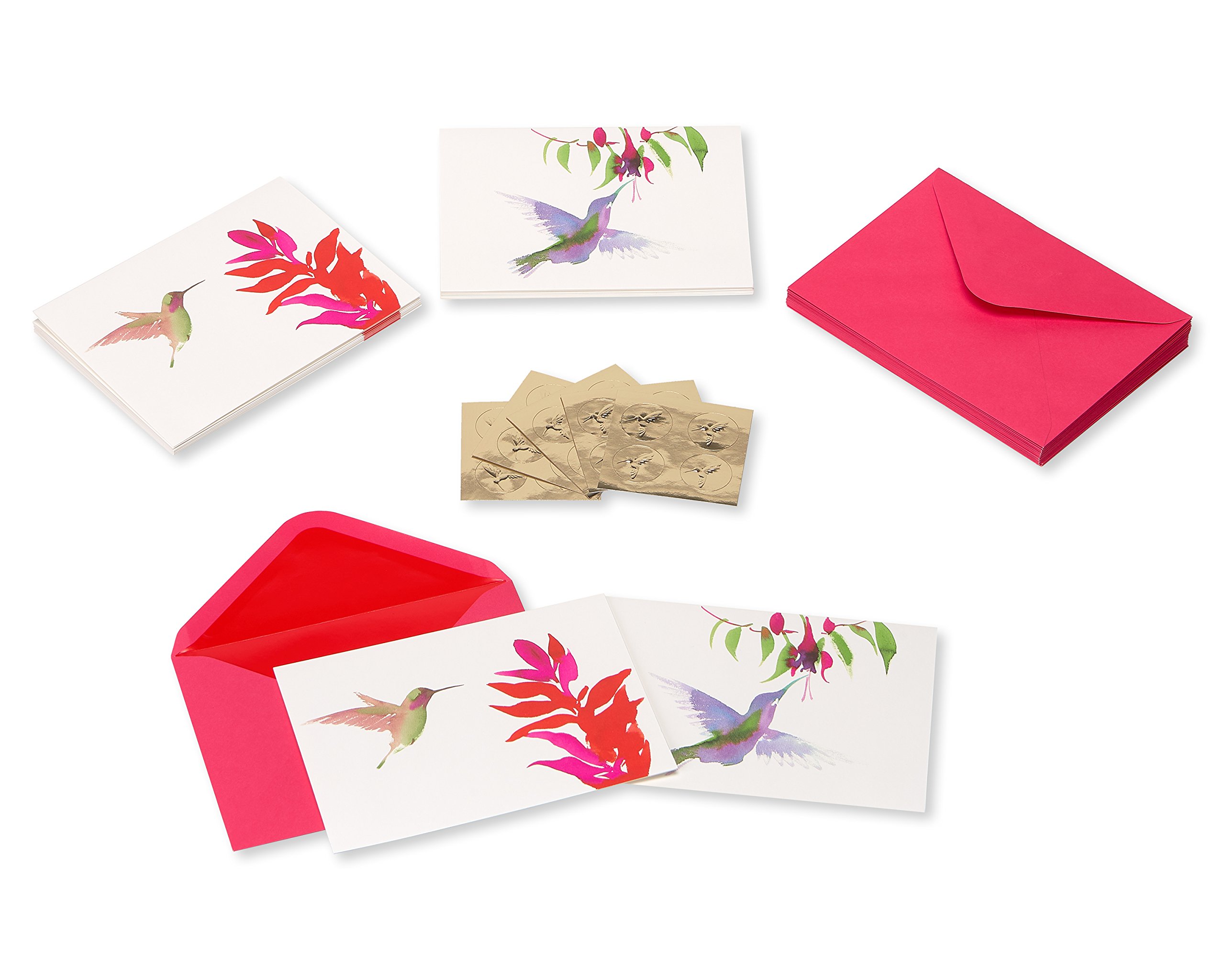 Papyrus Blank Cards with Envelopes, Watercolor Hummingbirds (20-Count)