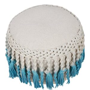 Urban Shop Ombre Fringe Macrame Pouf, Blue