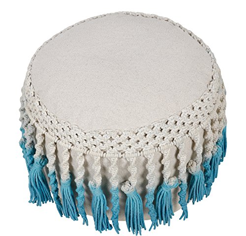 Urban Shop Ombre Fringe Macrame Pouf, Blue