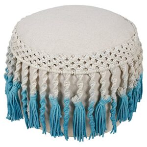 urban shop ombre fringe macrame pouf, blue