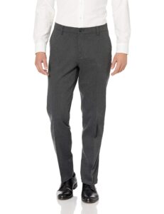 dockers men's straight fit signature lux cotton stretch khaki pant-creased, charcoal heather, 36w x 32l