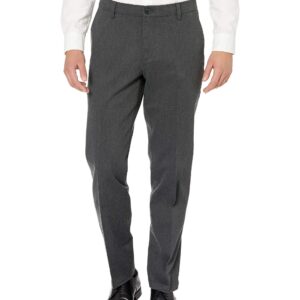 Dockers Men's Straight Fit Signature Lux Cotton Stretch Khaki Pant-Creased, Charcoal Heather, 36W x 32L