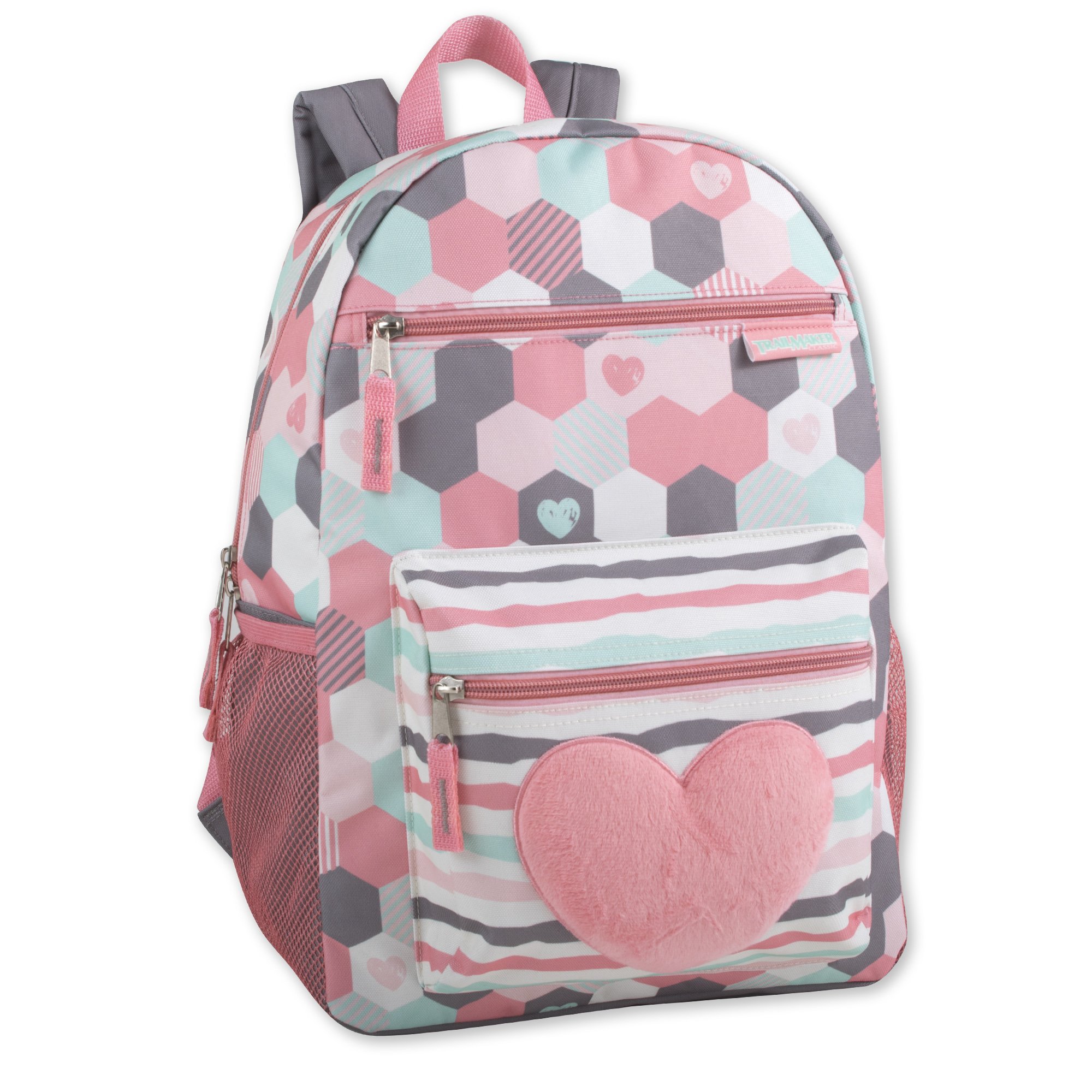 Trail maker 17” Kids Character School Backpacks Plush for Girls with Side Pockets, Padded Straps