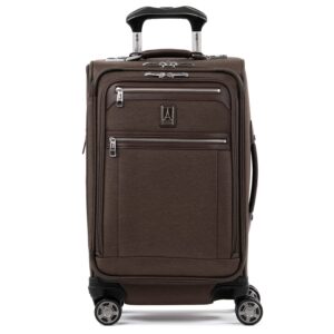 travelpro platinum elite softside expandable carry on luggage, 8 wheel spinner suitcase, usb port, suiter, men and women, rich espresso brown, carry on 21-inch