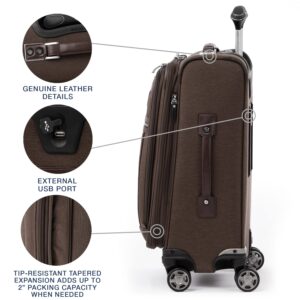 Travelpro Platinum Elite Softside Expandable Carry on Luggage, 8 Wheel Spinner Suitcase, USB Port, Suiter, Men and Women, Rich Espresso Brown, Carry On 21-Inch