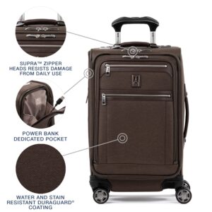 Travelpro Platinum Elite Softside Expandable Carry on Luggage, 8 Wheel Spinner Suitcase, USB Port, Suiter, Men and Women, Rich Espresso Brown, Carry On 21-Inch