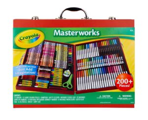 crayola masterworks art case (200+ pcs), art set for kids, markers, paints, colored pencils, & crayons, holiday gift for kids, toys, 4+