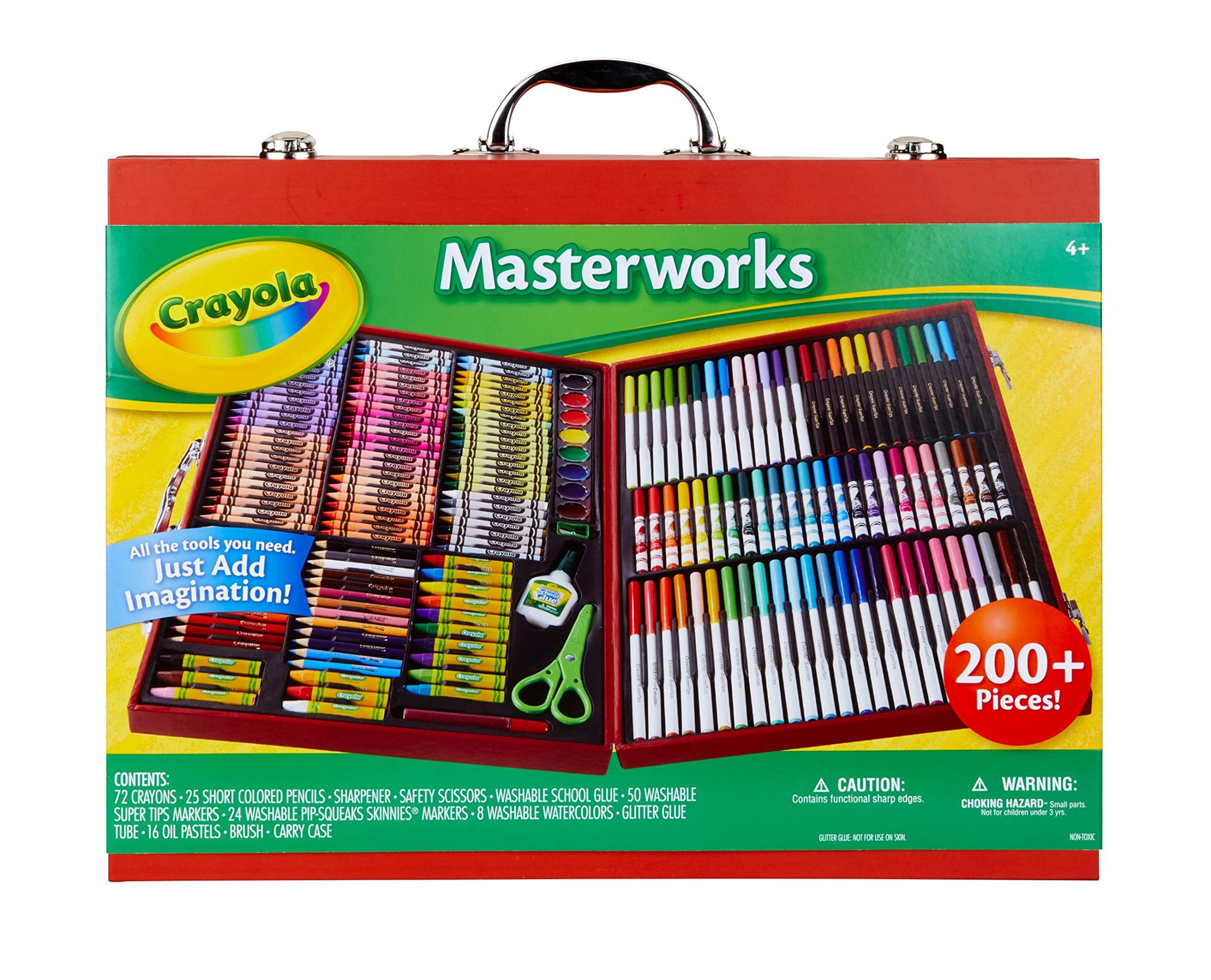 Crayola Masterworks Art Case (200+ Pcs), Art Set For Kids, Markers, Paints, Colored Pencils, & Crayons, Holiday Gift for Kids, Toys, 4+