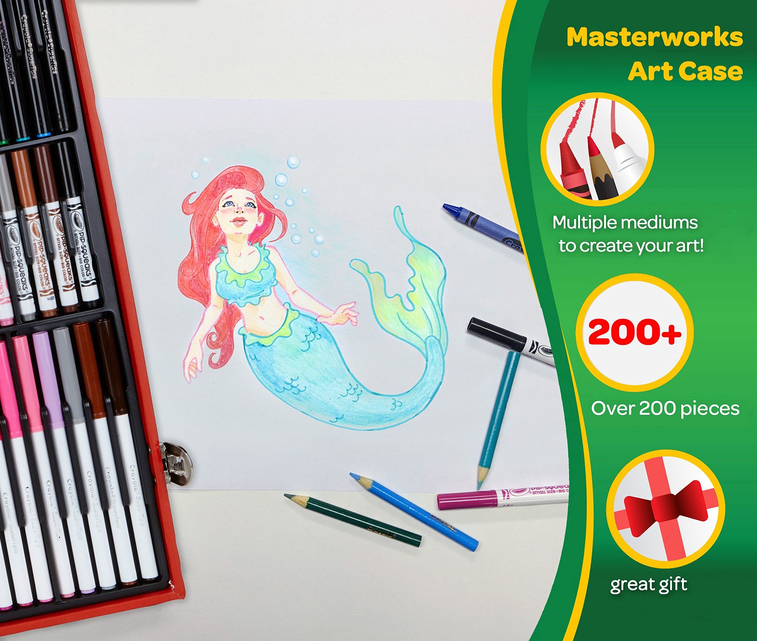 Crayola Masterworks Art Case (200+ Pcs), Art Set For Kids, Markers, Paints, Colored Pencils, & Crayons, Holiday Gift for Kids, Toys, 4+