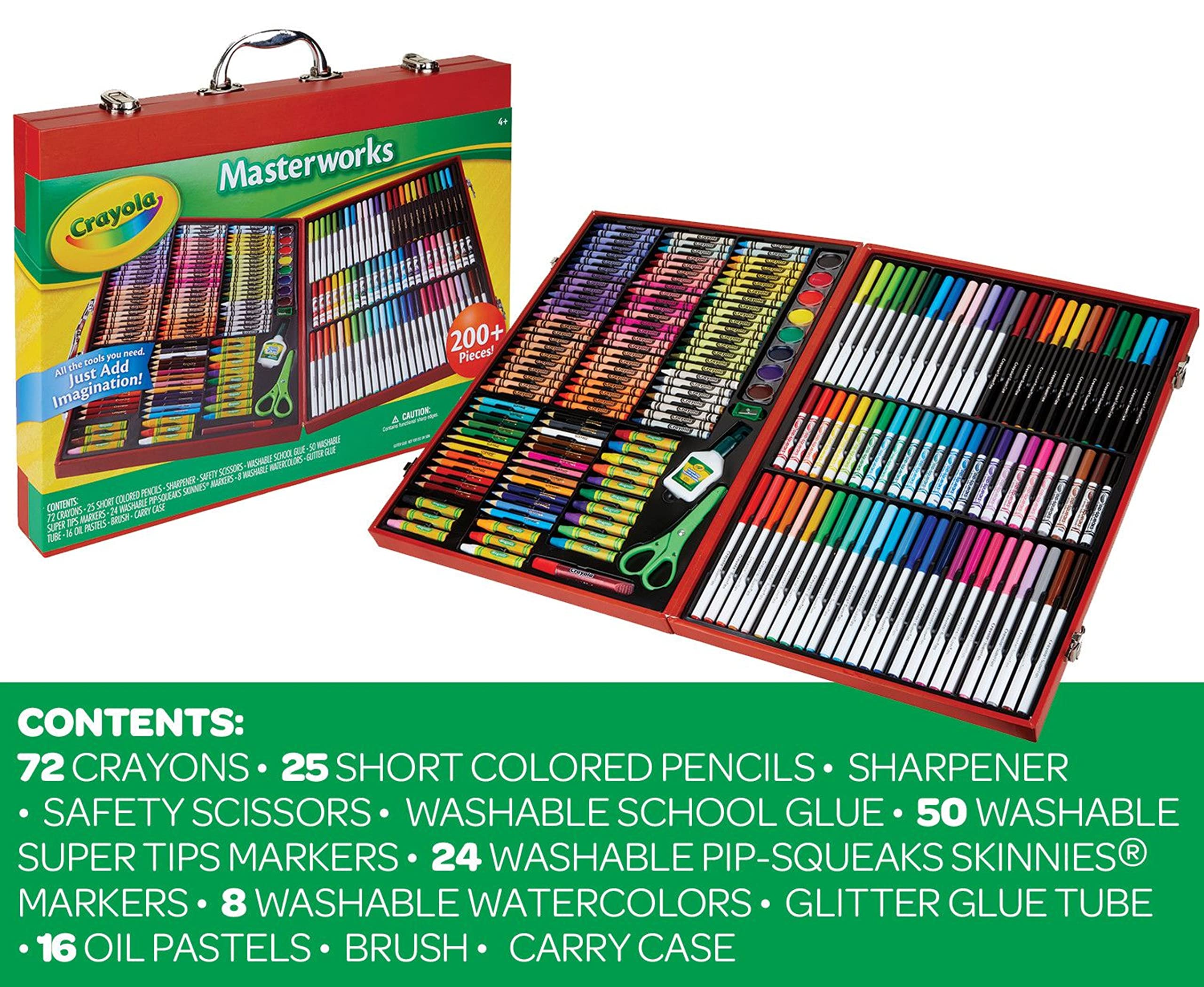 Crayola Masterworks Art Case (200+ Pcs), Art Set For Kids, Markers, Paints, Colored Pencils, & Crayons, Holiday Gift for Kids, Toys, 4+