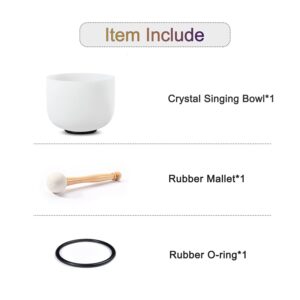 CVNC 8 Inch F Note Heart Chakra Frosted Quartz Crystal Singing Bowl Free Mallet and O-ring For Sound Healing Meditation