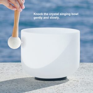 CVNC 8 Inch F Note Heart Chakra Frosted Quartz Crystal Singing Bowl Free Mallet and O-ring For Sound Healing Meditation