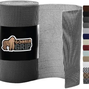 Gorilla Grip Drawer Shelf and Cabinet Liner, Thick Strong Grip, Non-Adhesive Liners Protect Kitchen Cabinets and Cupboard, Bathroom Drawers, Easy Install, Breathable Mat, 12" x20', Gray