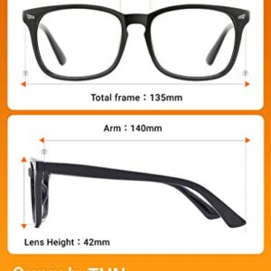 TIJN Blue Light Blocking Glasses for Women Men Clear Frame Square Nerd Eyeglasses Anti Blue Ray Computer Screen Glasses