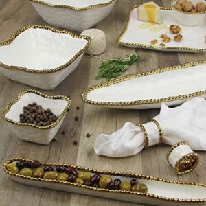 Pampa Bay Porcelain Cracker Cheese and Charcuterie Tray (White and Gold)