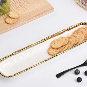 Pampa Bay Porcelain Cracker Cheese and Charcuterie Tray (White and Gold)