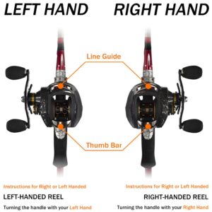 FISHDROPS Baitcasting Reels, 17+1BB Magnetic/Centrifugal Brake Systems Baitcaster Reel, High-Speed Gear Ratio 7.0 Ultra Smooth Low Profile Baitcast Fishing Reel