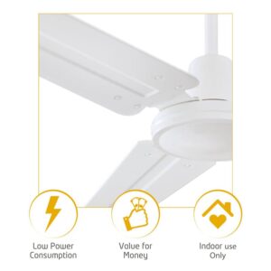 Ciata 2 Pack Garage Ceiling Fan, Shop Ceiling Fan, Commercial Ceiling Fan, Industrial 56 Inch Three Blade Indoor Ceiling Fan, with White Steel Blades in White Finish