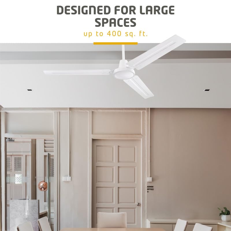 Ciata 2 Pack Garage Ceiling Fan, Shop Ceiling Fan, Commercial Ceiling Fan, Industrial 56 Inch Three Blade Indoor Ceiling Fan, with White Steel Blades in White Finish