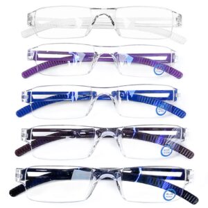 AQWANO Rimless Reading Glasses Women Men Computer Blue Light Blocking, Clear Frames Readers Anti Glare Filter Lightweight Comfort,2.5