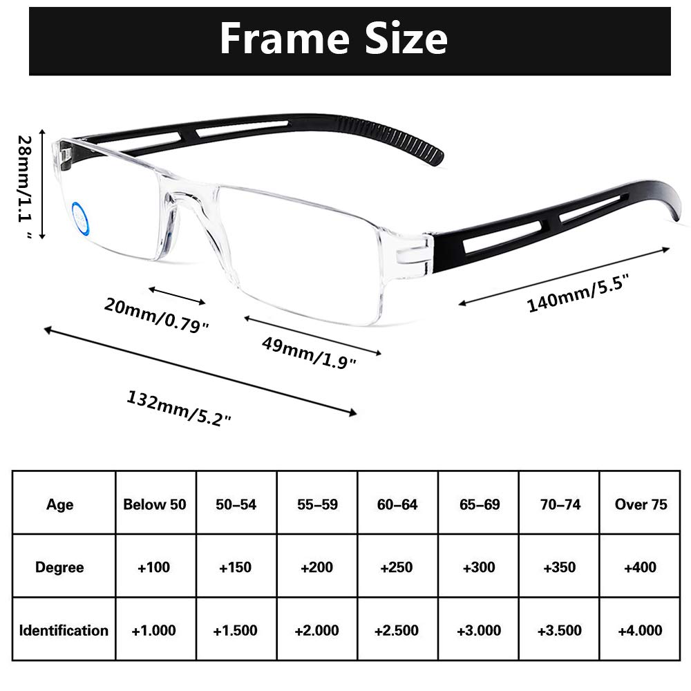 AQWANO Rimless Reading Glasses Women Men Computer Blue Light Blocking, Clear Frames Readers Anti Glare Filter Lightweight Comfort,2.5