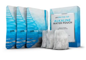 ph on-the-go alkaline water filter pouch- portable alkaline water filtration system for your bottle, pitcher, jug, container - high ph water - long-life 400 litre/105 gallon (3-pack)