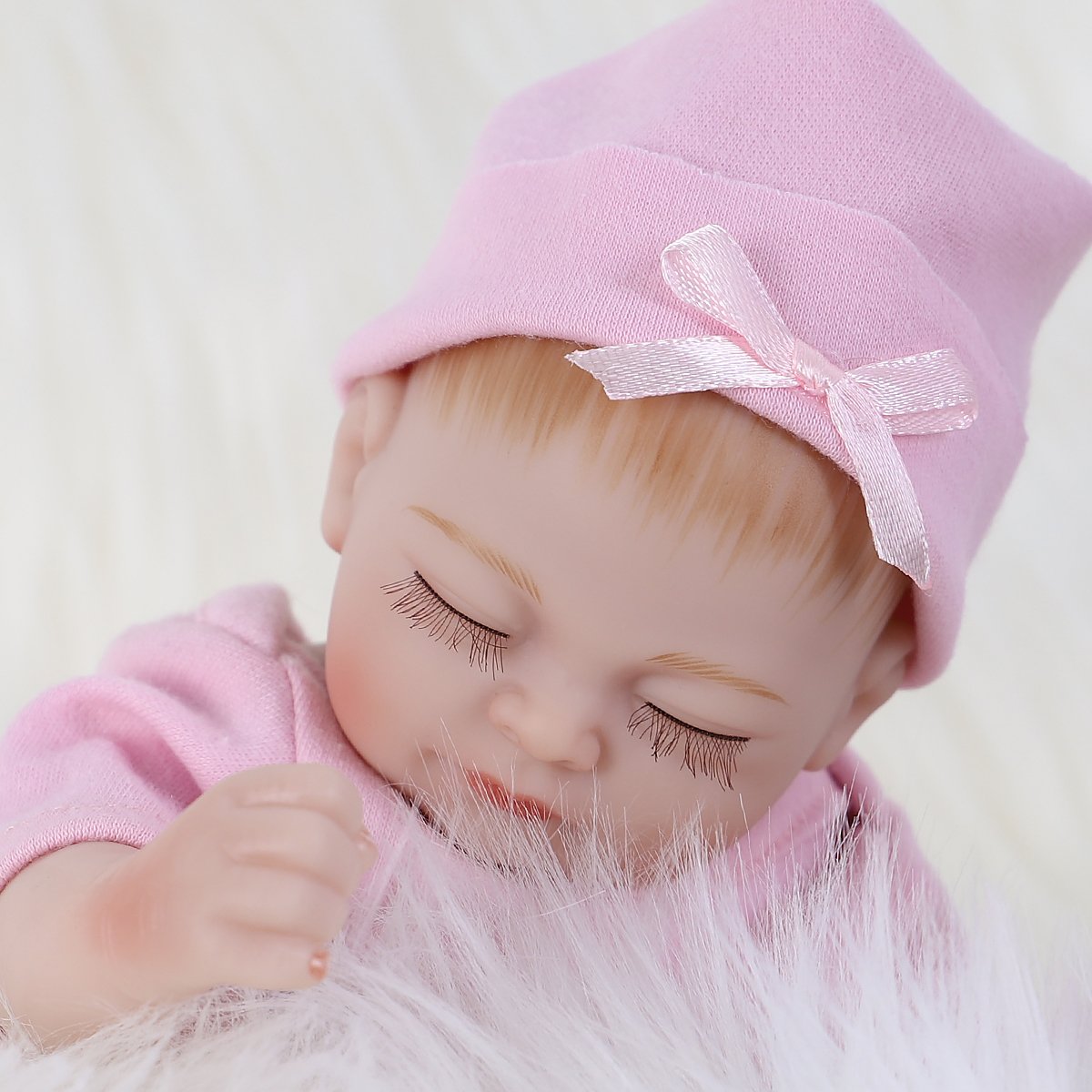 ENADOLL Reborn Baby Doll Realistic Silicone Vinyl Baby Girl 10 inch Lifelike Doll Gift Set for Ages 3+(10 inch, close Eyes girl)