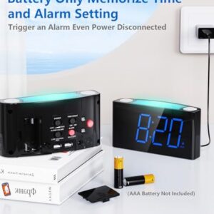 Digital Alarm Clock for Bedroom - 7 Color Night Light,2 USB Chargers,7.5" Large Number Screen & Slider Dimmer,12/24 H,Battery Backup,Easy Loud Electric Alarm Clock for Heavy Sleeper,Boy&Girl Kid Teen