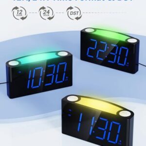 Digital Alarm Clock for Bedroom - 7 Color Night Light,2 USB Chargers,7.5" Large Number Screen & Slider Dimmer,12/24 H,Battery Backup,Easy Loud Electric Alarm Clock for Heavy Sleeper,Boy&Girl Kid Teen