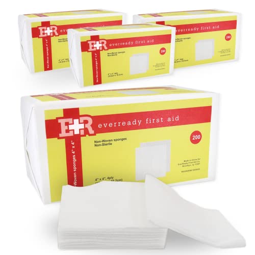 Ever Ready First Aid Non-Woven Sponges, Wound Care, Skin Care, 4" x 4", 4 Ply - 800 Count