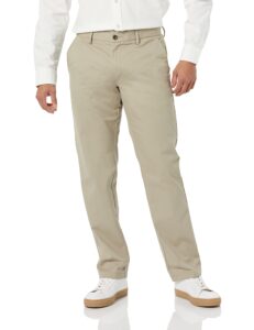 amazon essentials men's straight-fit wrinkle-resistant flat-front chino pant, khaki brown, 40w x 32l