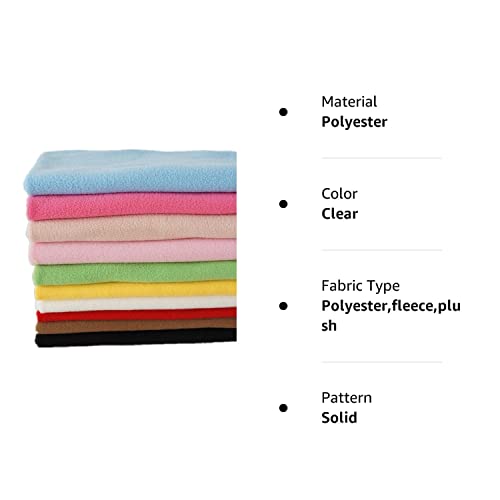 RayLineDo® 10PCS 50 * 50cm Solid Color Knitted Polar Fleece Fabric Anti Pill Fabric Patchwork Polyester Plush Fleece Cloth for DIY Sewing Handmade Dolls