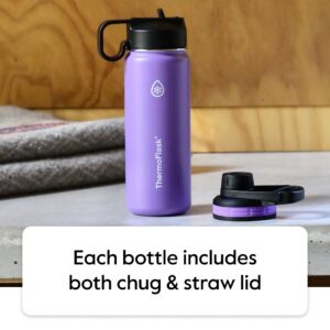 ThermoFlask 40 oz Double Wall Vacuum Insulated Stainless Steel Water Bottle with Spout and Straw Lids, Black