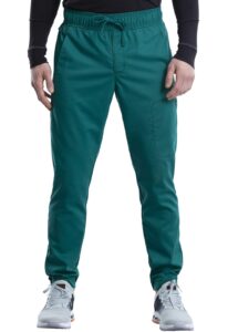 cherokee men scrubs pant natural rise jogger with zip cargo pocket ww012, xs, hunter