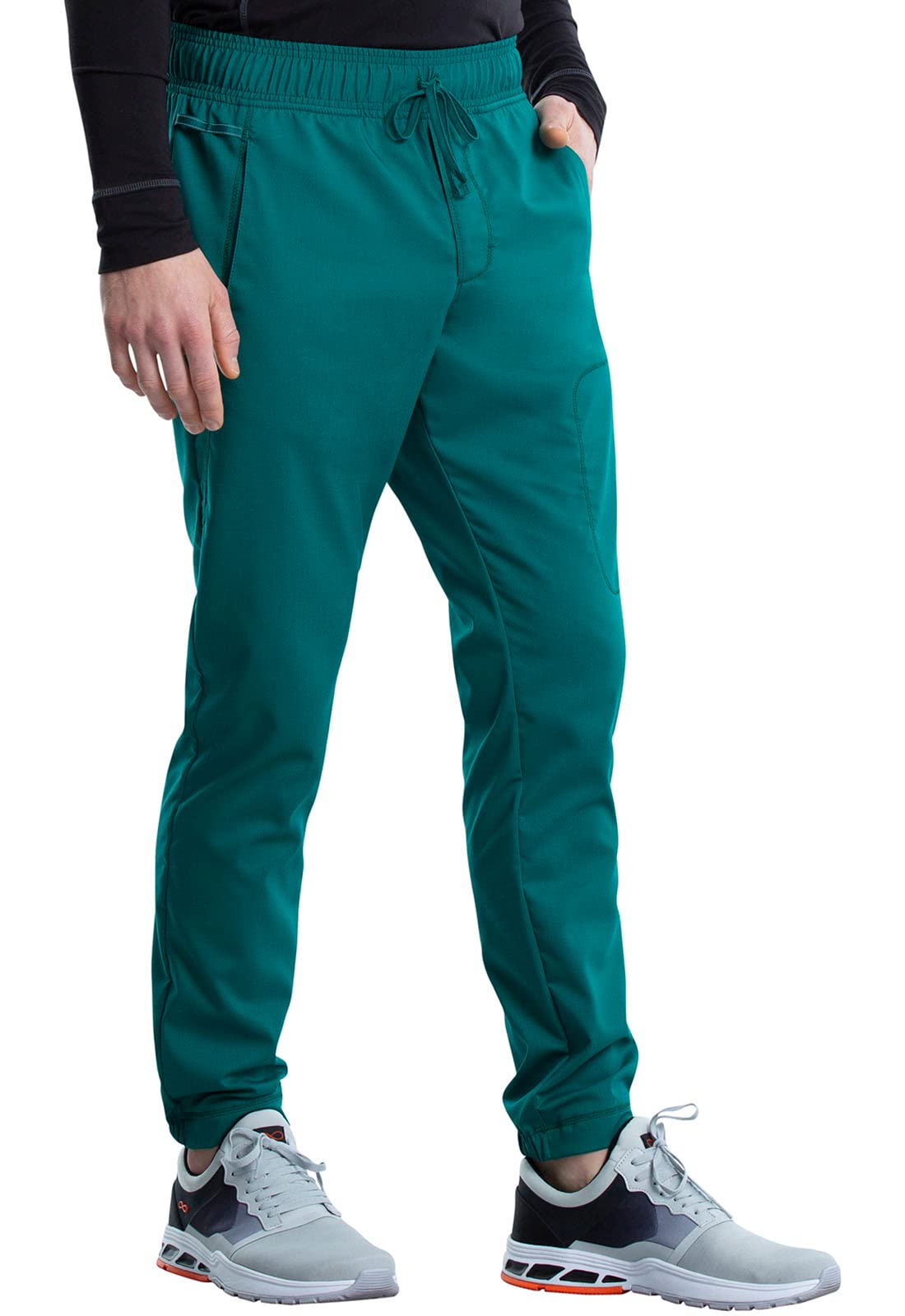 Cherokee Men Scrubs Pant Natural Rise Jogger with Zip Cargo Pocket WW012, XS, Hunter