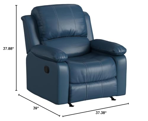 Comfort Pointe Clifton Navy Blue Faux Leather Glider Rocker Recliner