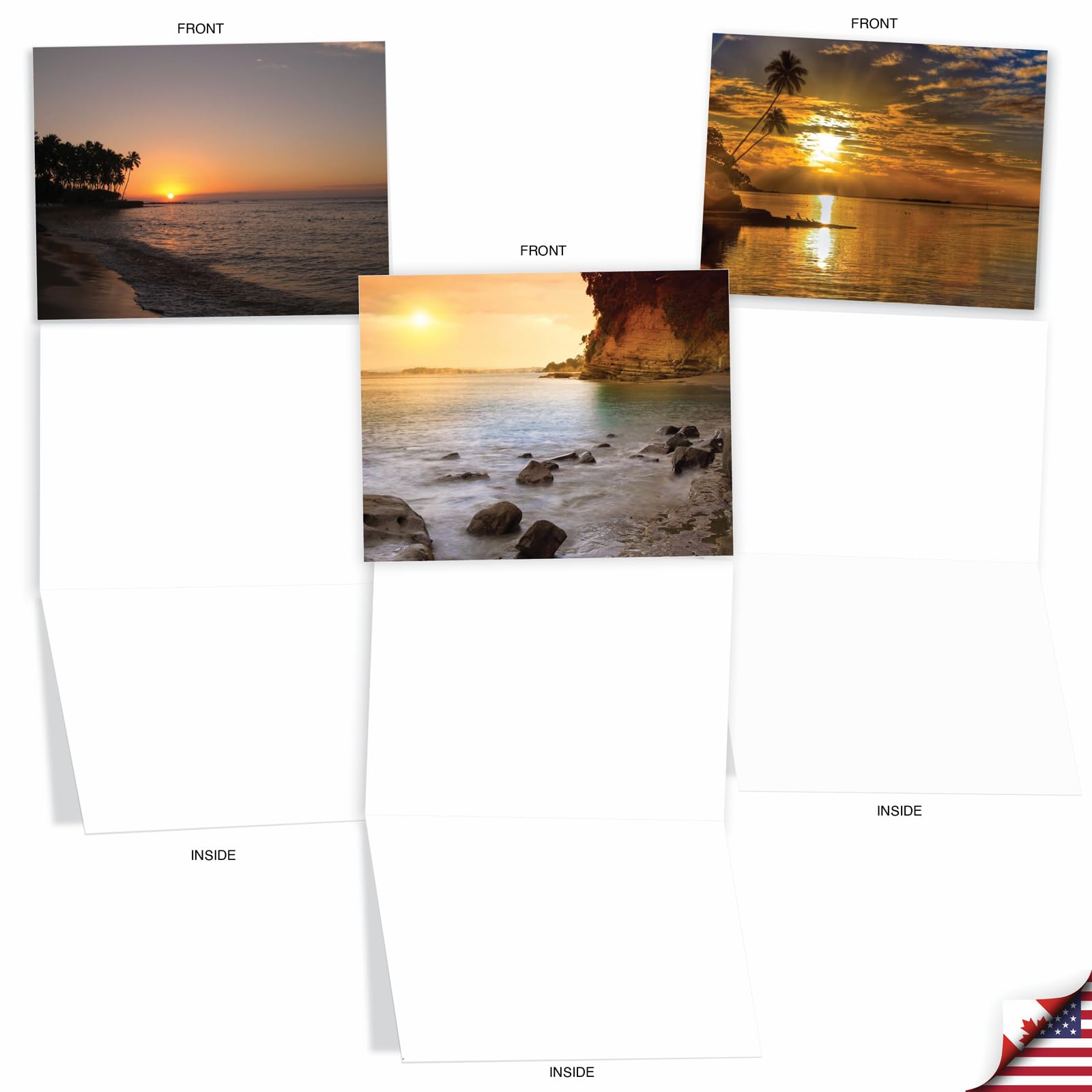 The Best Card Company - 20 Landscape Nature Note Cards Blank (4 x 5.12 Inch) (10 Designs, 2 Each) - Sun Settings AM1740OCB-B2x10