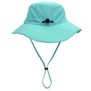 LLmoway Outdoor UPF50+ Summer Sun Cap Lightweight Packable Dry Fit Bora Boonie Hat with Cords Aqu Aqua Blue