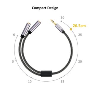 DUKABEL Headsets Splitter Adapter, 3.5mm Jack Separate Headphone & Mic Plug Adapter 3.5mm Combo Audio Adapter Cable for PS4 Gaming Headset PC Xbox One Laptop -