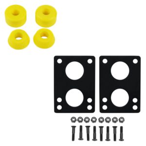 Dime Bag Skateboard Bushings with 1/4" Risers and 1 1/2" Hardware for Longboards ? (94A Yellow)