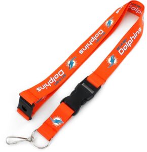 aminco nfl miami dolphins team lanyard, orange