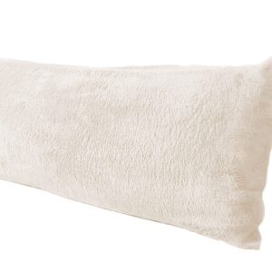 Extra Soft Body Pillow Cover, Sherpa/Microplush Material, 20x54 Inches, Zipper Closure (Cream)