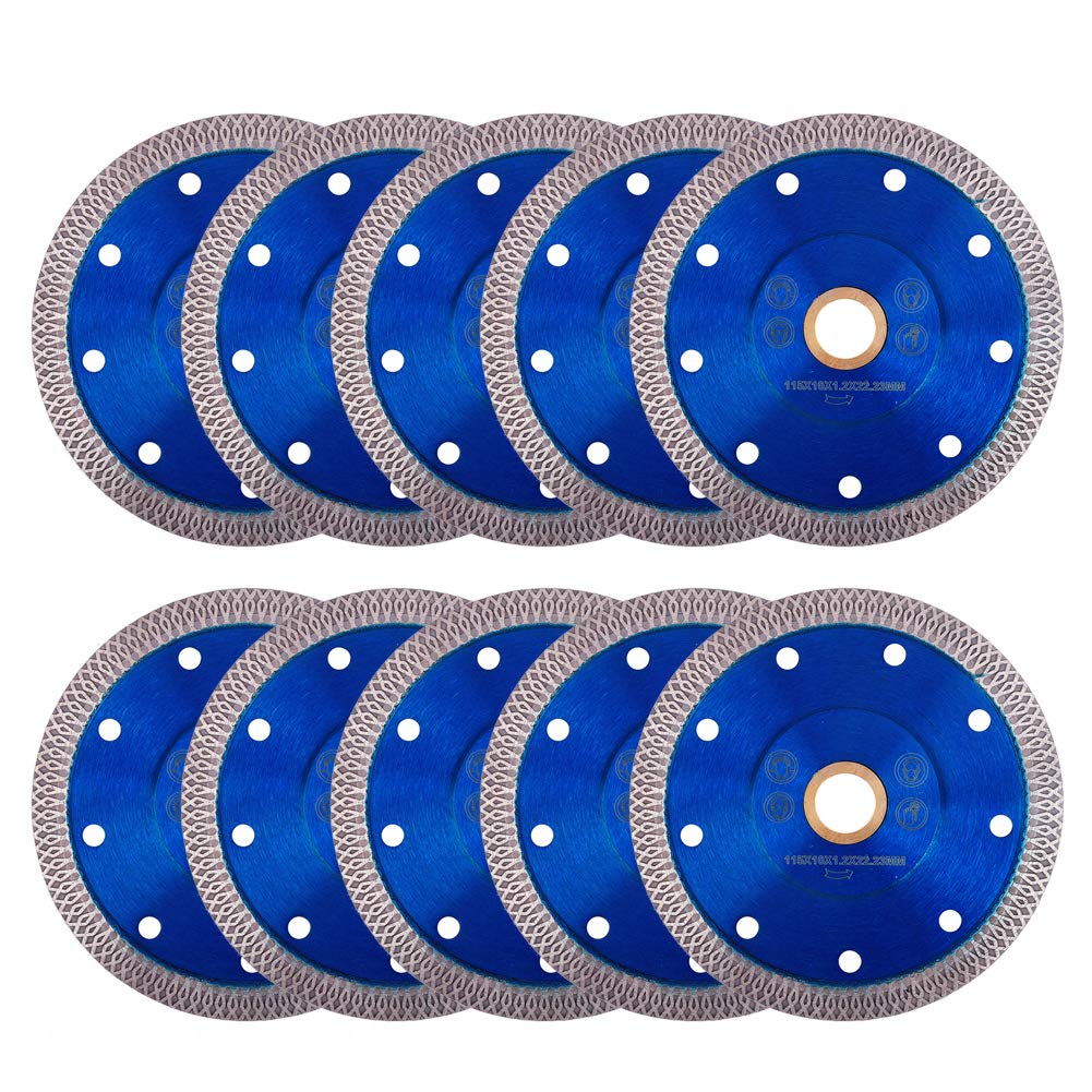 GoYonder 4.5 Inch Super Thin Diamond Saw Blade for Cutting Porcelain Tiles,Granite Marble Ceramics (4.5" -Blue (10 pcs))