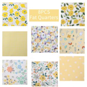 Hanjunzhao 8 pcs Fat Quarters Fabric Bundles, Precut Sewing Material for Quilting Patchwork DIY Craft, 18x22 inches