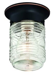 design house 587238 jelly jar 1-light indoor/outdoor flush mount ceiling light, oil rubbed bronze