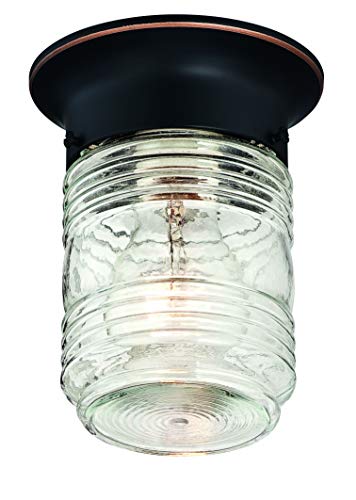 Design House 587238 Jelly Jar 1-Light Indoor/Outdoor Flush Mount Ceiling Light, Oil Rubbed Bronze