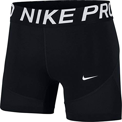 Nike Women's Pro 5" Training Short (Black/White, Medium)