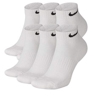 nike everyday cushion low training socks, unisex nike socks, white/black (6 pair), l