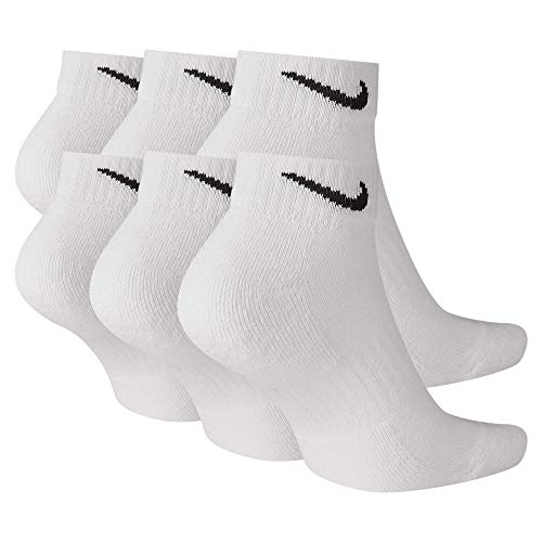 Nike Everyday Cushion Low Training Socks, Unisex Nike Socks, White/Black (6 Pair), L